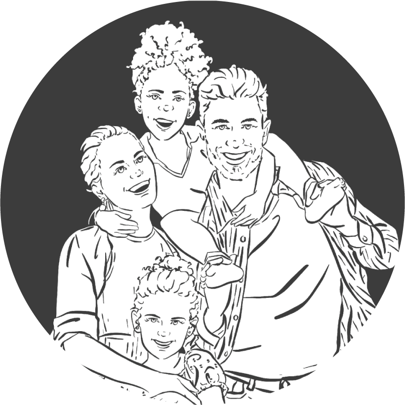 Portret illustratie gezin voor Planbord Favorietje